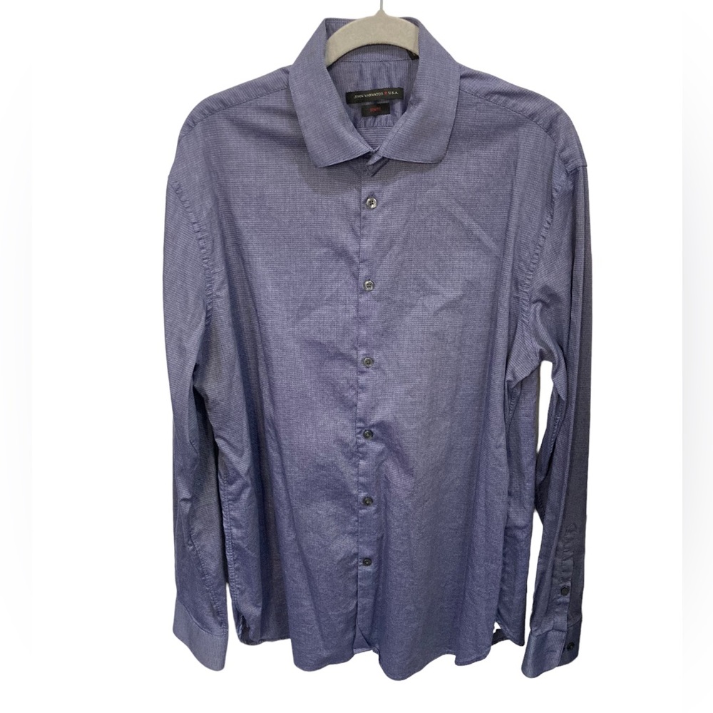 John Varvatos Mens Button Down Blue Neck Size 16.5 Slim Fit.